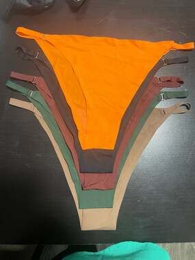 Women's Seamless High-Cut Adjustable Side-Strap Bikini Briefs, 5-Piece Set